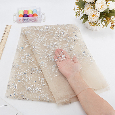 Sequin Polyester Lace Fabric DIY-WH0622-147A-1