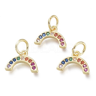 Brass Micro Pave Clear Cubic Zirconia Pendants X-KK-P188-O01-G-1