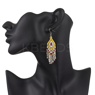 Natural Sunstone Rhombus Dangle Earrings EJEW-MZ00567-07-1