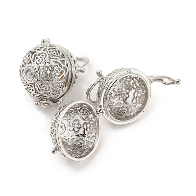 Filigree Round Brass Cage Pendants KK-D389-01P-A-1