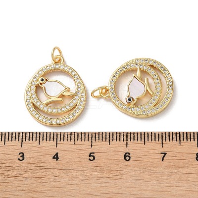 Brass Micro Pave Clear Cubic Zirconia Pendants KK-B083-33B-G-1