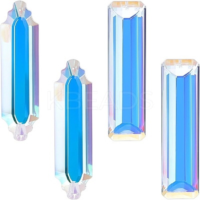 4pcs 2 styles Faceted Transparent Glass Big Pendants GLAA-PH0003-24-1