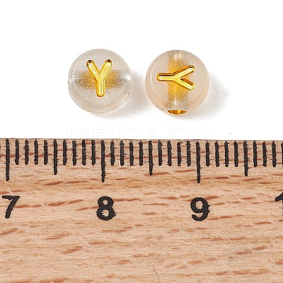 Luminous Transparent Acrylic Beads OACR-P037-01B-Y-1