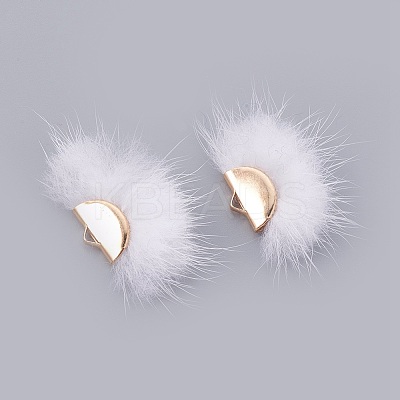 Faux Mink Fur Semi Circle Pendants WOVE-F021-02G-09-1-1