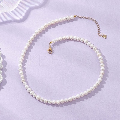 Natural Cultured Freshwater Pearl Potato Beaded Nekclaces NJEW-JN05869-1