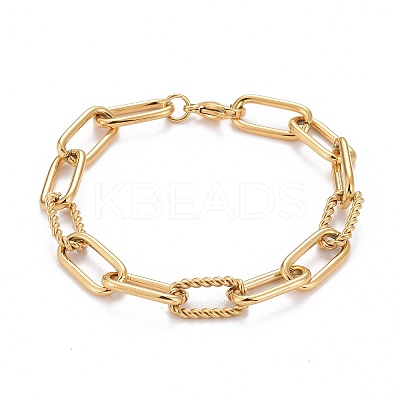 Ion Plating(IP) 304 Stainless Steel Paperclip Chain Bracelets LS-BJEW-F412-02G-1