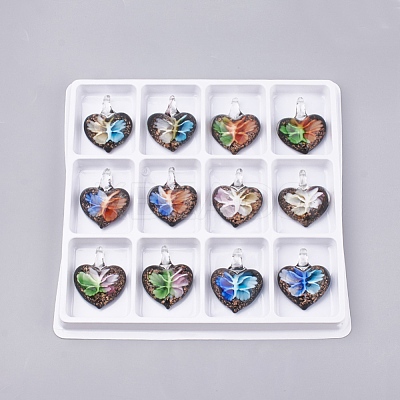 Handmade Gold Sand Lampwork Pendants LAMP-S189-16-B-1