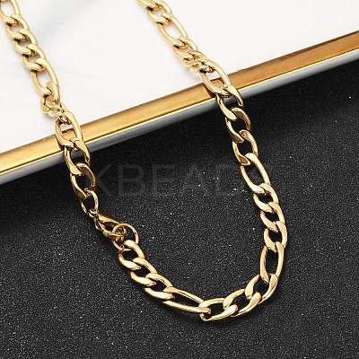 Fashionable 304 Stainless Steel Figaro Chain Necklaces for Men STAS-A028-N017G-1