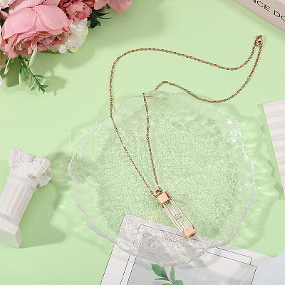 1Pc Glass Hourglass Rectangle Pet Memorial Keepsake Urn Ashes Pendant Necklaces NJEW-CA0001-27RG-1