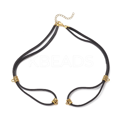 Cowhide Leather Cord Double Layer Necklace Making AJEW-JB01355-01-1