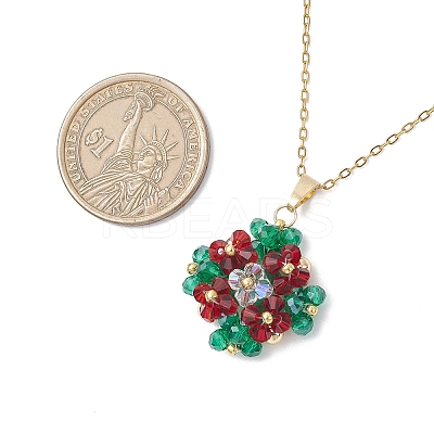 Glass Seed Beaded Clover Pendant 304 Stainless Steel Cable Chain Necklaces for Women NJEW-MZ00128-02-1