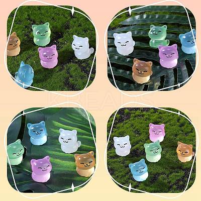 30Pcs 5 Colors Luminous Resin Cute Little Cat Ornaments RESI-SZ0003-43-1