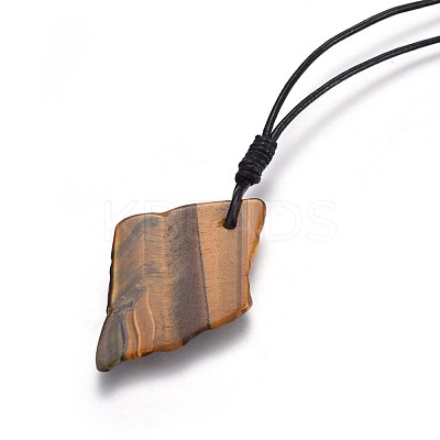 Natural Tiger Eyes Pendant Necklaces NJEW-JN02308-1