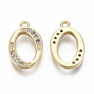 Brass Micro Pave Clear Cubic Zirconia Pendants X-KK-S360-053O-NF-1