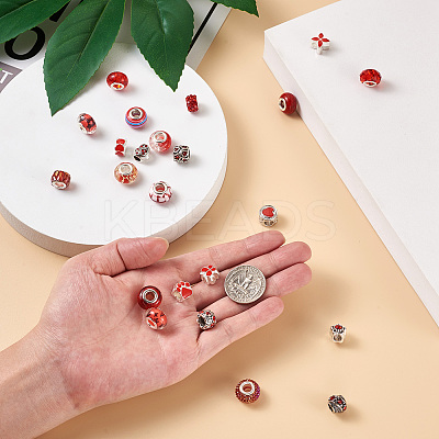 98Pcs 23 Style Alloy Enamel European Beads MPDL-CW0001-01-1