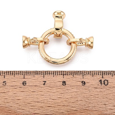Brass Micro Pave Clear Cubic Zirconia Fold Over Clasps KK-Q074-19G-1