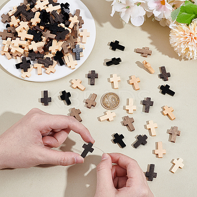 200Pcs 5 Colors Wooden Pendants WOOD-UN0001-13-1