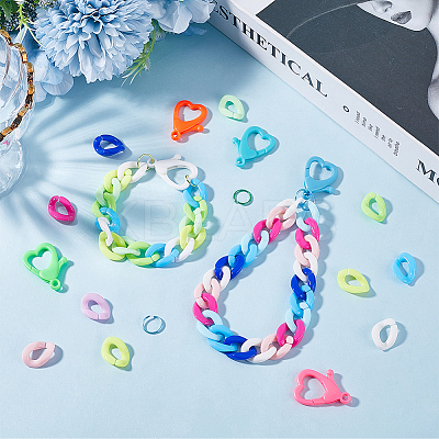 400Pcs Opaque Acrylic Twist Quick Link Connectors with 25Pcs Opaque Acrylic Lobster Claw Clasps with 50Pcs Aluminum Wire Open Jump Rings FIND-SP0002-70-1