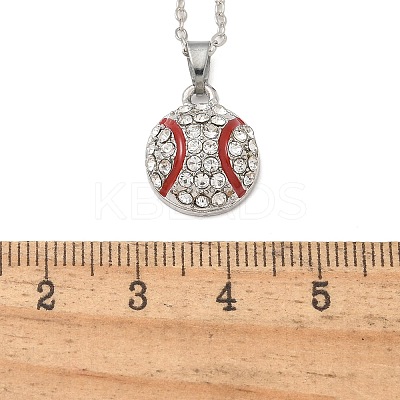 Zinc Alloy Crystal Rhinestone Sport Ball Pendant Cable Chain Necklaces LS-NJEW-U024-01P-02-1