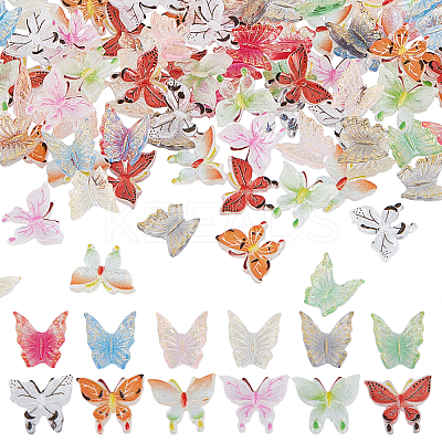 120Pcs 12 Colors Butterfly Resin Nail Art Cabochons MRMJ-HY0001-39-1