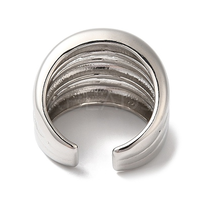 Rack Plating Brass Grooved Open Cuff Rings RJEW-S407-02P-1