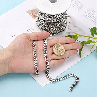 Tarnish Resistant Men's Jewelry Making 201 Stainless Steel Curb Chains CHS-A003B-1.8mm-1