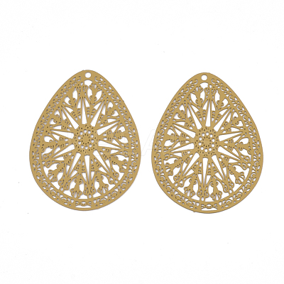 430 Stainless Steel Filigree Pendants STAS-S108-16E-1
