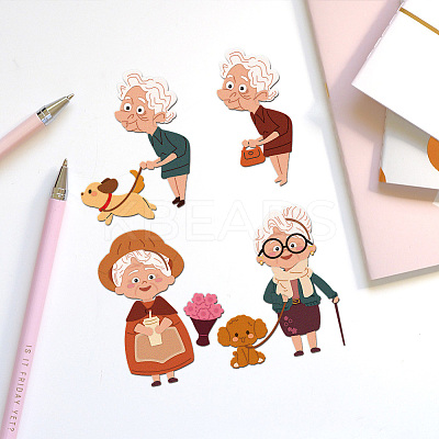 Grandma with Dog Carbon Steel Cutting Dies Stencils DIY-WH0309-2024-1