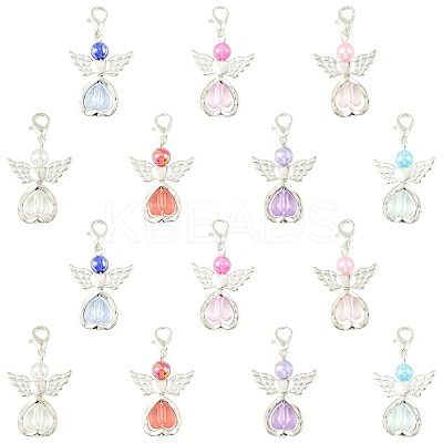 14Pcs 7 Style Acrylic & Alloy Pendant Decorations HJEW-FS00075-1