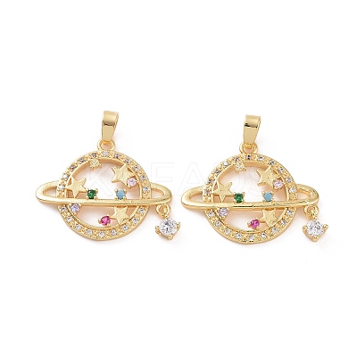 Brass Micro Pave Colorful Cubic Zirconia Pendants X-KK-E068-VC459-1