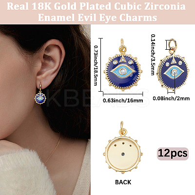 12Pcs Brass Micro Pave Cubic Zirconia Pendants KK-BBC0023-03-1