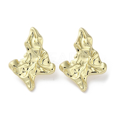 Rack Plating Brass Twist Leaf Stud Earrings EJEW-M237-08G-1
