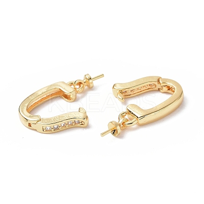 Brass Micro Pave Clear Cubic Zirconia Twister Clasps KK-P223-42G-1