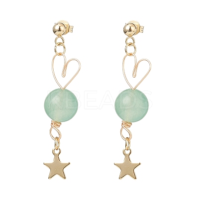 7 Pairs 7 Style Natural Mixed Gemstone Beaded Dangle Stud Earrings EJEW-JE05058-1