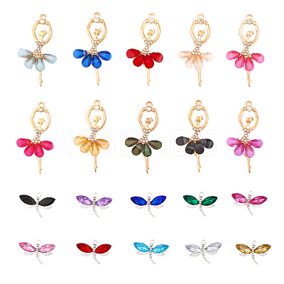 40Pcs 20 Styles Alloy Resin Big Pendants FIND-CA0006-81-1