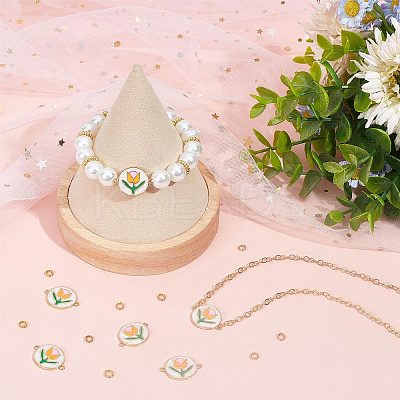 6Pcs Brass Colorful Enamel Connector Charms FIND-CN0001-24-1