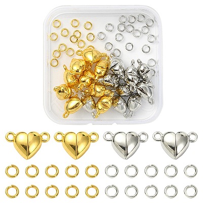 20Pcs 2 Colors Heart Alloy Magnetic Clasps FIND-YW0003-23-1