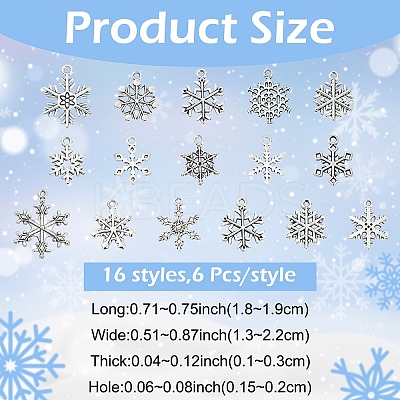 96Pcs 16 Styles Tibetan Style Alloy Pendants FIND-YW0008-69-1