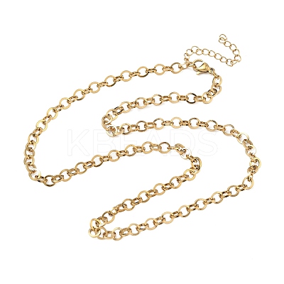 304 Stainless Steel Rolo Chain Necklaces NJEW-Z102-01G-1