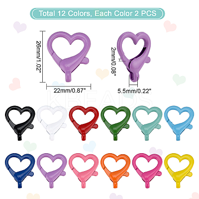 24Pcs 12 Colors Spray Painted Eco-Friendly Alloy Lobster Claw Clasps FIND-PH0003-34-1