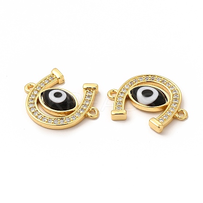 Rack Plating Real 18K Gold Plated Brass Micro Pave Clear Cubic Zirconia Connector Charms ZIRC-L102-01G-07-1
