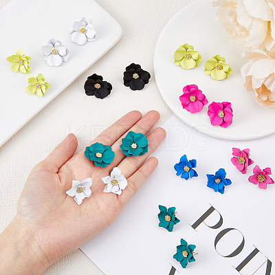 10 Pairs 10 Style Alloy 3D Flower Stud Earrings EJEW-FI0001-92-1