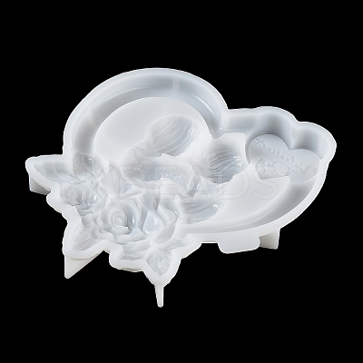 Valentine's Day Heart Couple Rose DIY Wall Decoration Statue Silicone Molds SIL-F007-09-1