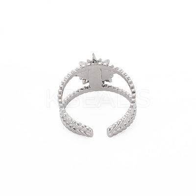 201 Stainless Steel Open Cuff Finger Ring Enamel Settings STAS-S119-159B-P-1
