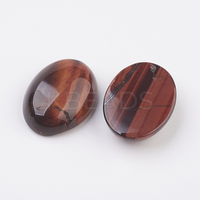 Natural Dyed & Heated Red Tiger Eye Flat Back Cabochons X-G-G741-30x40mm-13-1