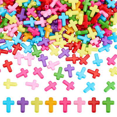 400Pcs Opaque Acrylic Beads SACR-ME0001-01-1