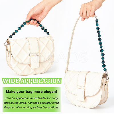 2Pcs 2 Colors Resin Faceted Beaded Bag Handles FIND-WR0008-13-1