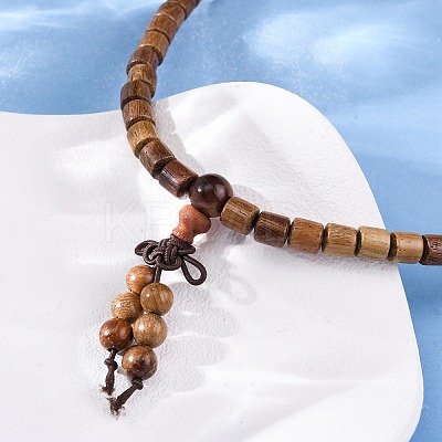 Wood Round Beads Wrap Bracelets LS-BJEW-U041-02A-1