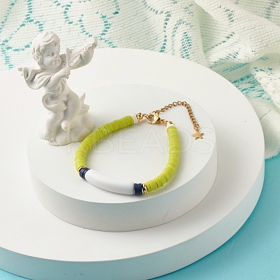 Handmade Polymer Clay Heishi Beaded Bracelet BJEW-JB07325-1