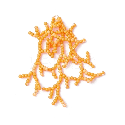 Handmade Glass Seed Beaded Coral Pendants PALLOY-MZ00765-02-1
